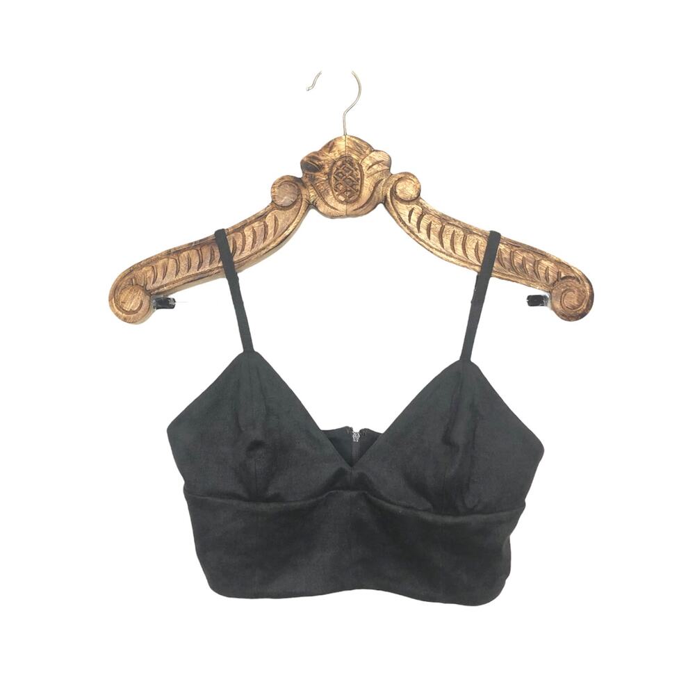 Aritzia Talula Faux Suede Martello Bustier Crop Top Charcoal Dark Grey 10